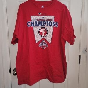 PHILADELPHIA PHILLIES VINTAGE 2008 NL WS CHAMPIONS MAJESTIC T-SHIRT ADULT XL
